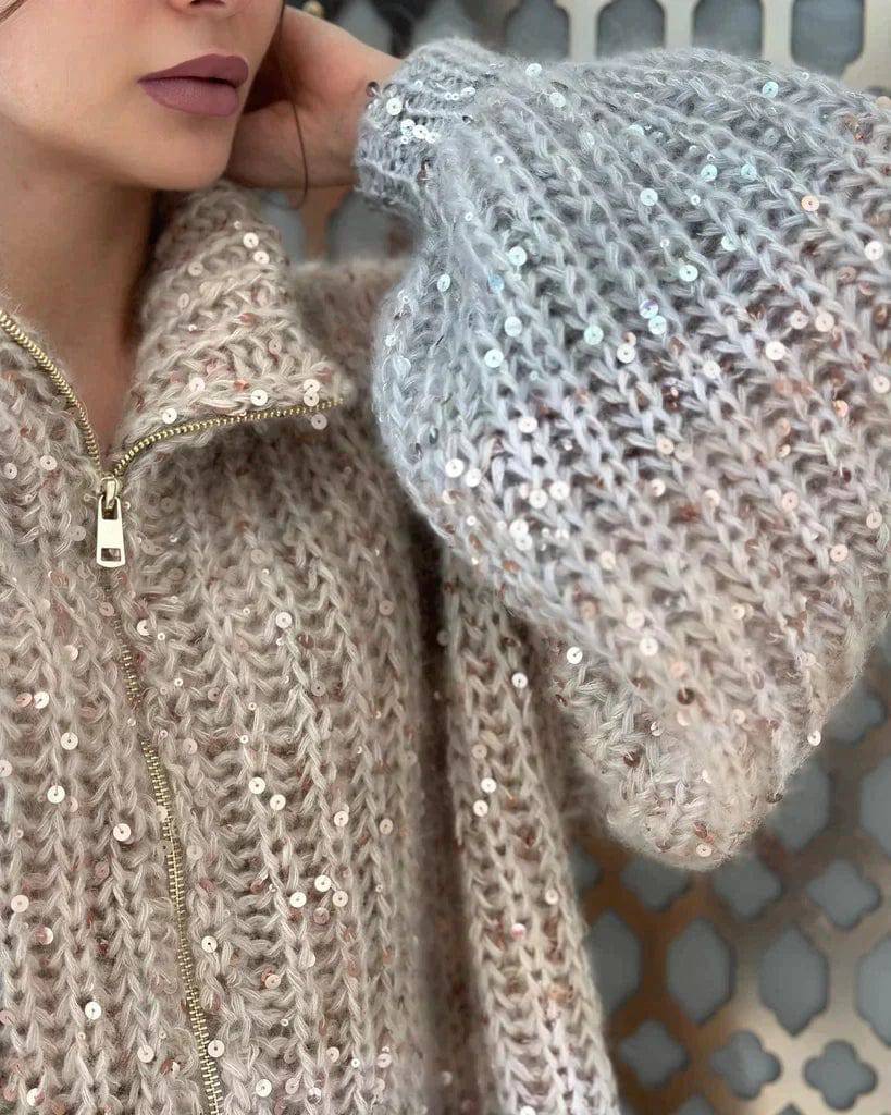 Lisa - Glam Strickjacke mit Reißverschluss