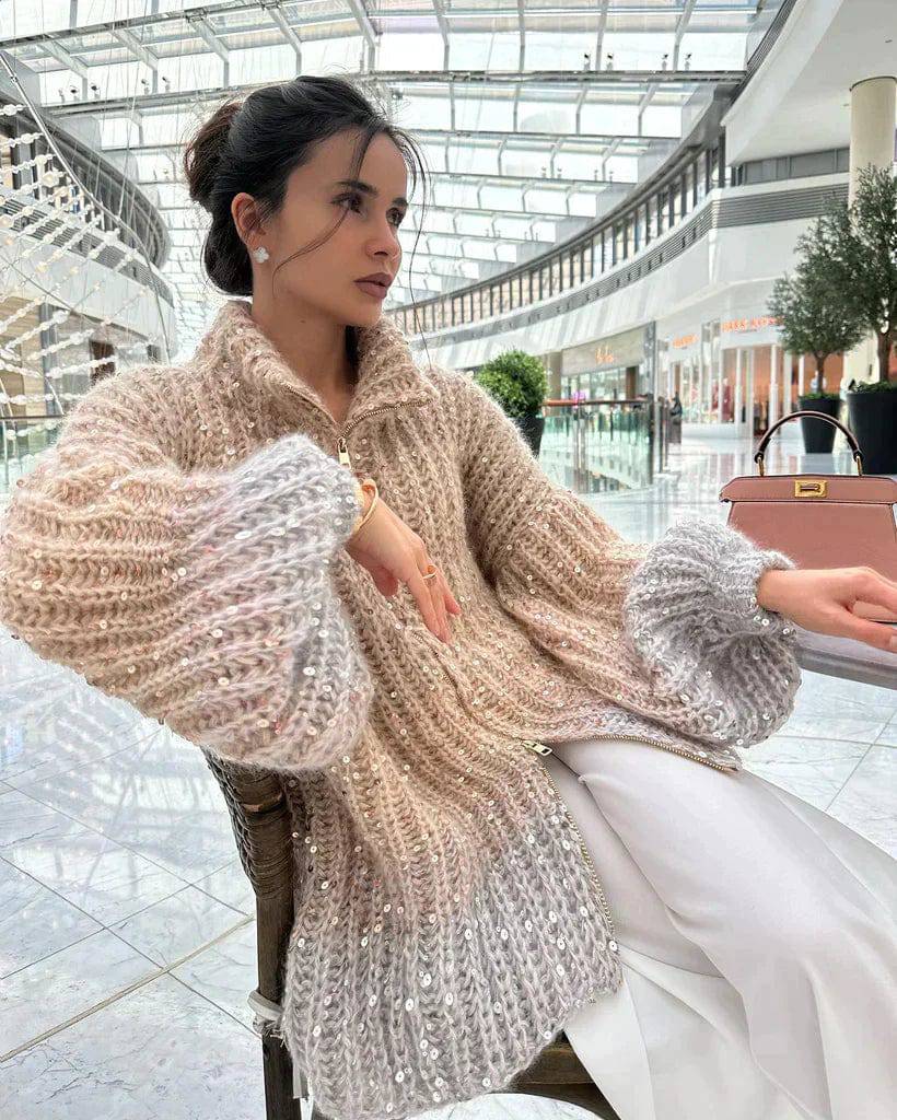 Lisa - Glam Strickjacke mit Reißverschluss