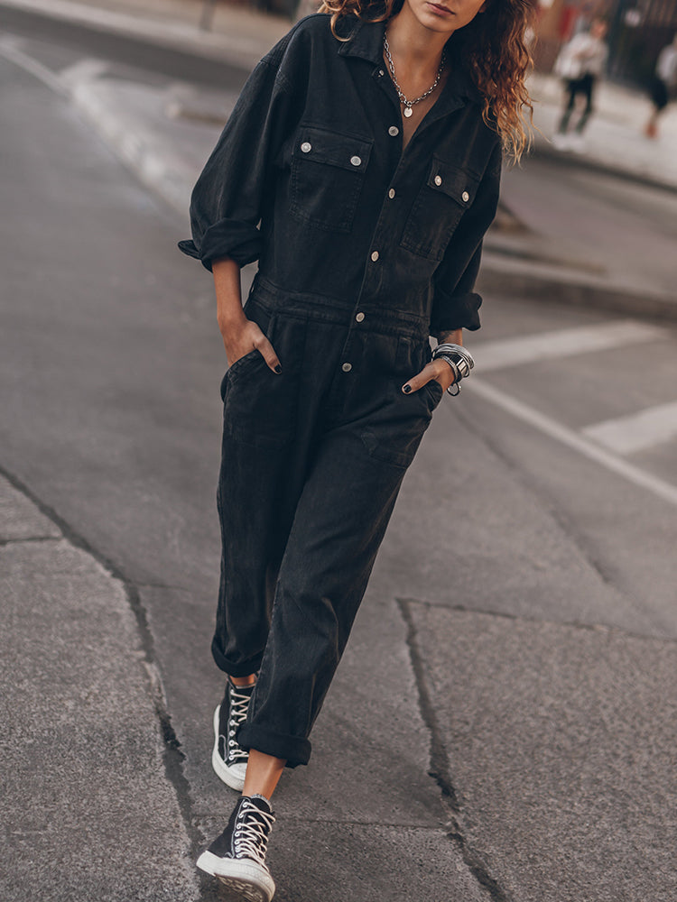 Mia - Jumpsuit mit lockerer Passform und Knopfleiste