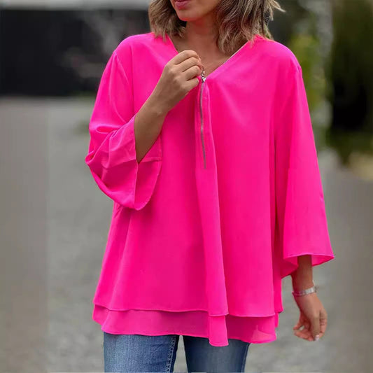 Clara™| Chiffon-Oberteil mit Reißverschluss