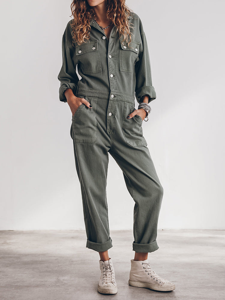 Mia - Jumpsuit mit lockerer Passform und Knopfleiste