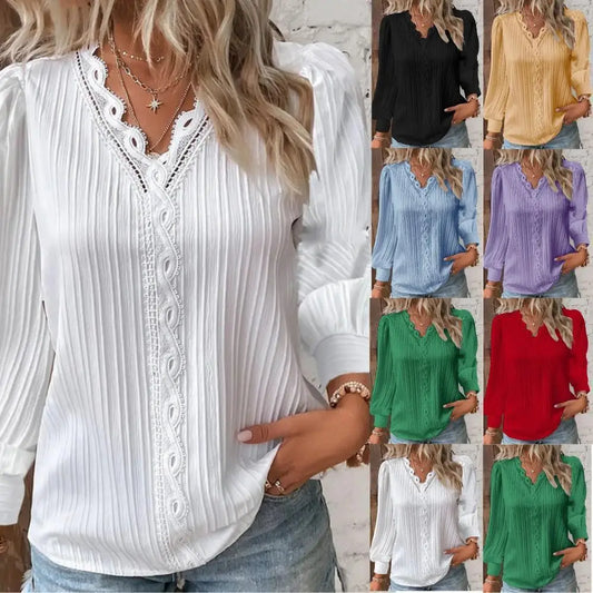 Erika – Damen V-Ausschnitt Chiffonbluse