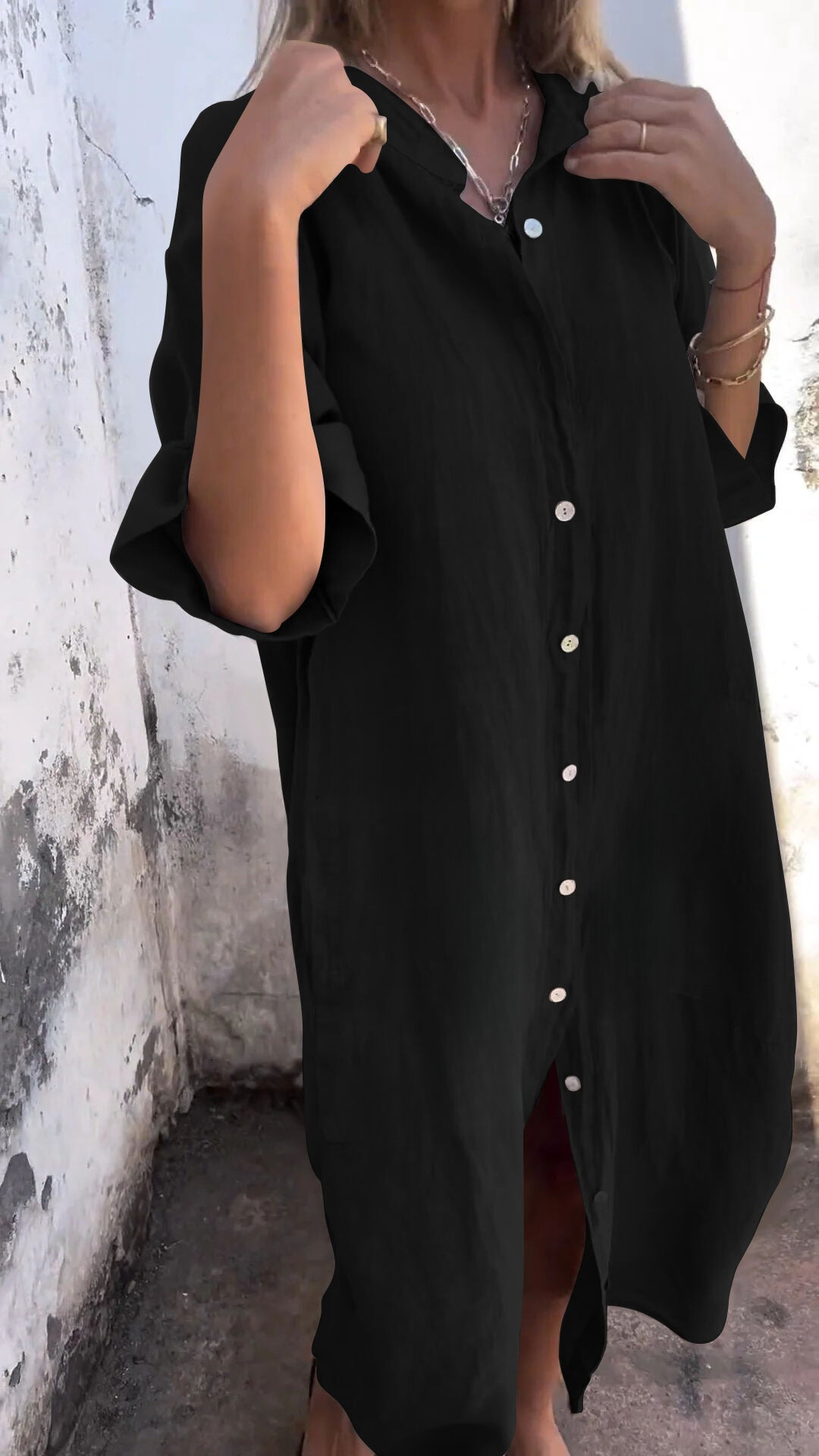 Molan™ | Langes Kleid im Hemd-Stil