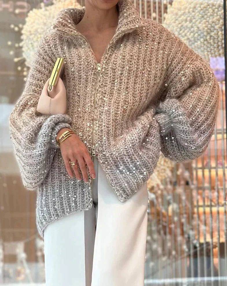 Lisa - Glam Strickjacke mit Reißverschluss