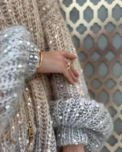 Lisa - Glam Strickjacke mit Reißverschluss